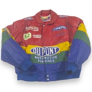 Vintage Jeff Gordon Nascar Leather Jacket Jeff Hamilton DuPont VTG Racing Retro